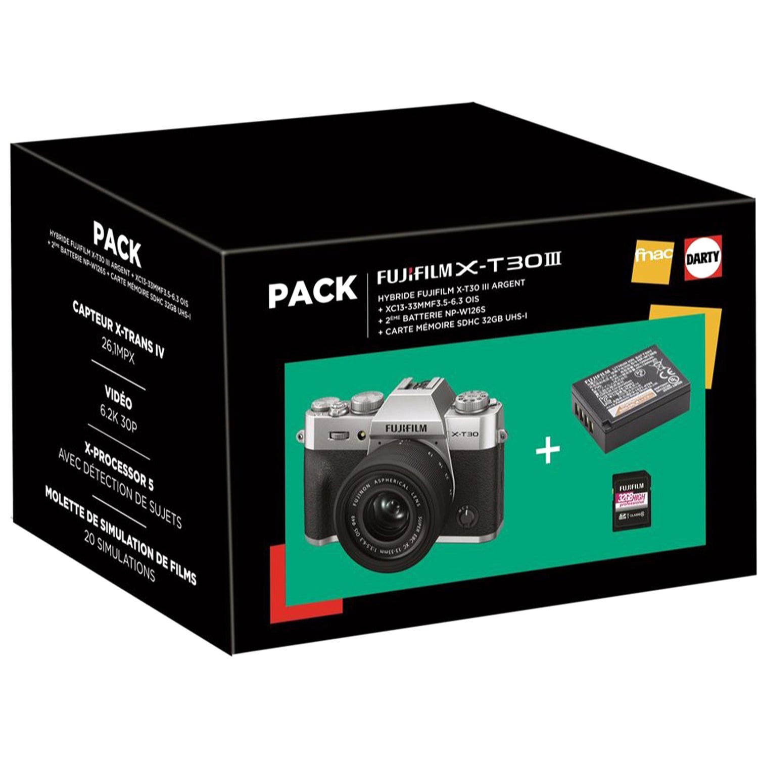 FUJIFILM X-T30 III Silver + XC 13-33mm (+2de batterj en Micro SD 32 Go)