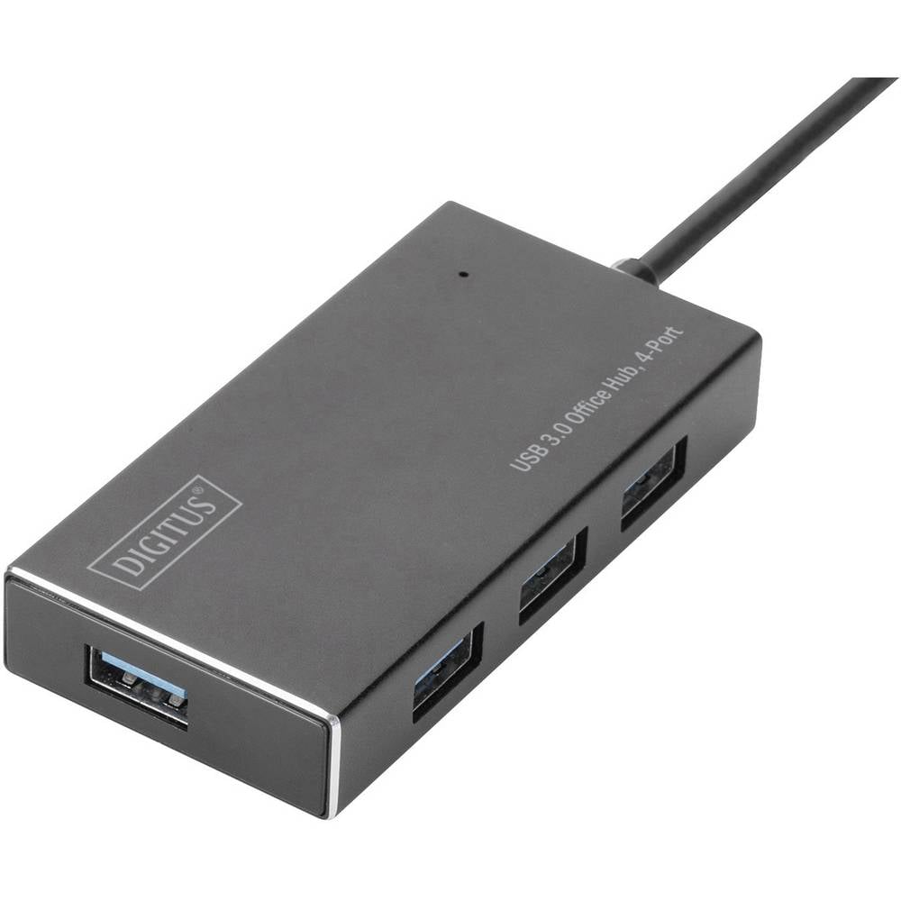 Digitus DA-70240-1 4 poorten USB-hub Met aluminium behuizing Zwart
