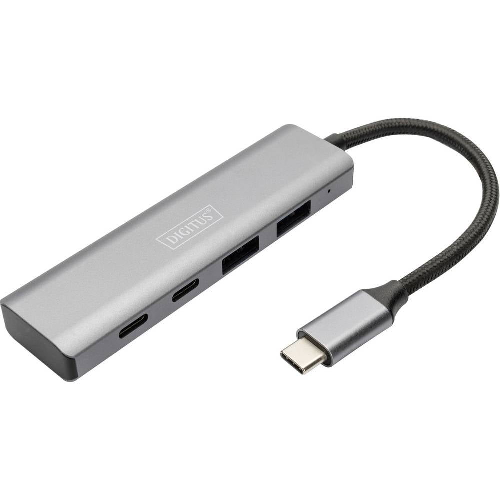 Digitus DA-70245 DA-70245 USB-hub 4 poorten USB-A USB 3.2 Gen2 10 GBit/s Met aluminium behuizing Donkergrijs
