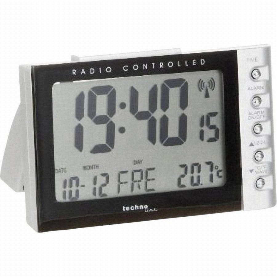 Techno Line WT 188 Wekker Zendergestuurd Zilver, Zwart Alarmtijden 1