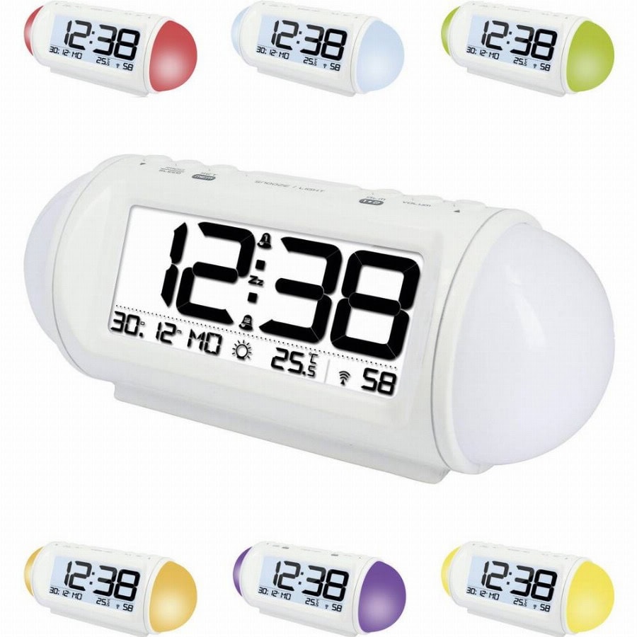 Techno Line WT 499 Wekker Zendergestuurd Wit Alarmtijden 2