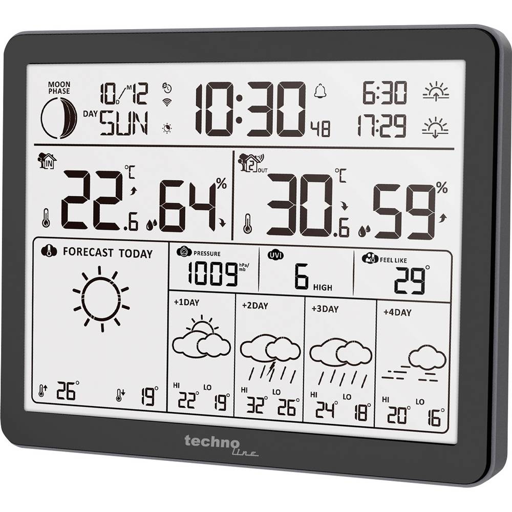 Techno Line WD3000 WD3000 Wetterstation WiFi-weerstation Verwachting voor 4 dagen Aantal sensoren max.: 1