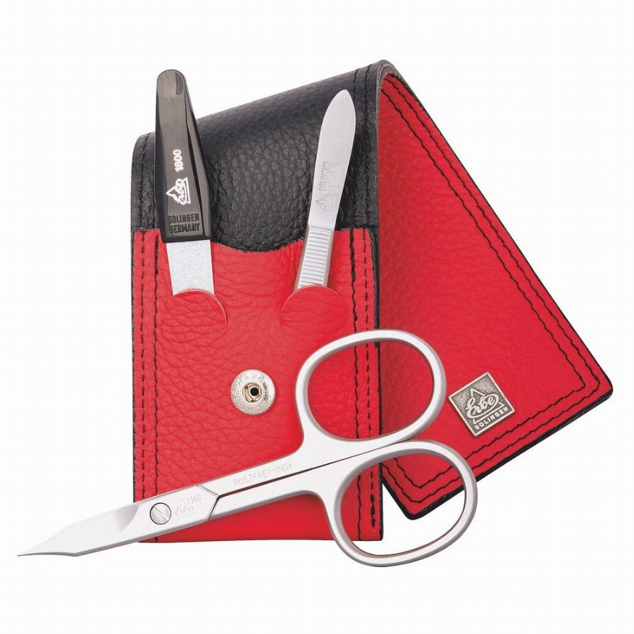 Erbe Solingen Manicure Tasje inox Rood Zwart Colorado 1 Set