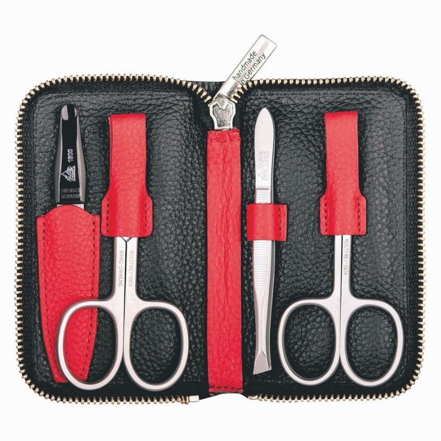 Erbe Solingen Manicure Rits Etui inox Rood Zwart Colorado 4-delig 1 Set