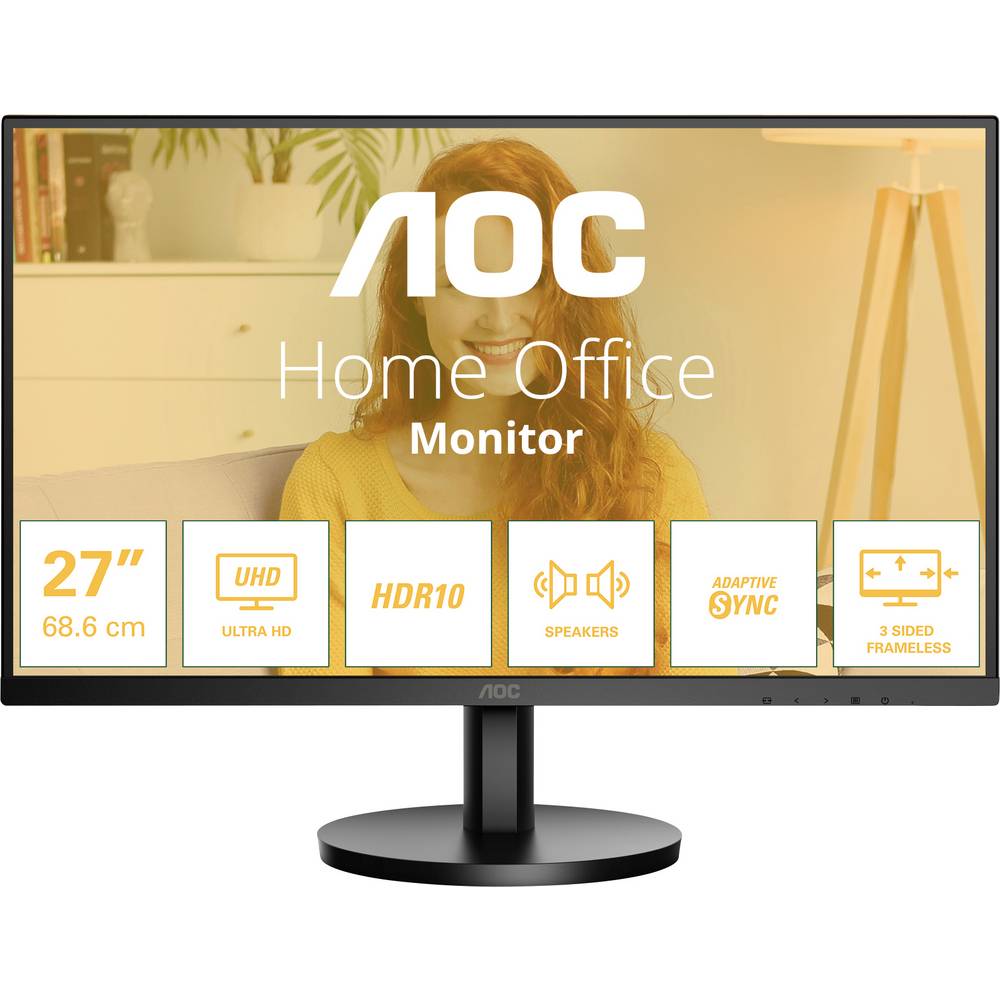 AOC U27B3A LCD-monitor Energielabel F (A – G) 68.6 cm (27 inch) 3840 x 2160 Pixel 16:9 4 ms DisplayPort, HDMI IPS LCD