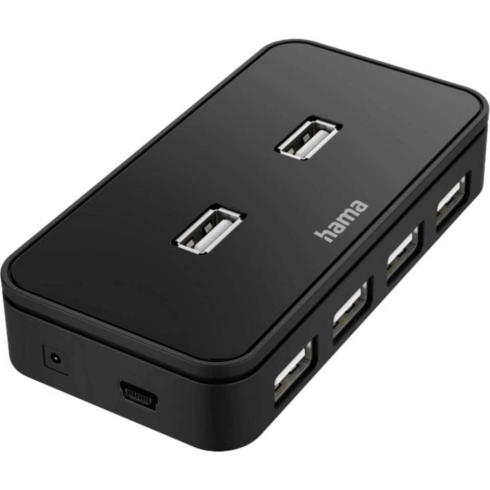 Hama 00200123 USB-hub 7 poorten USB-A USB 2.0 480 MBit/s Zwart