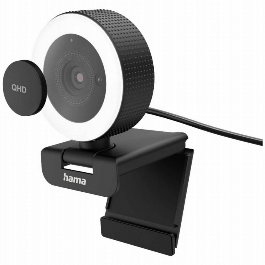 Hama Webcam 2560 x 1440 Pixel Klemhouder, Standvoet, Stereomicrofoon