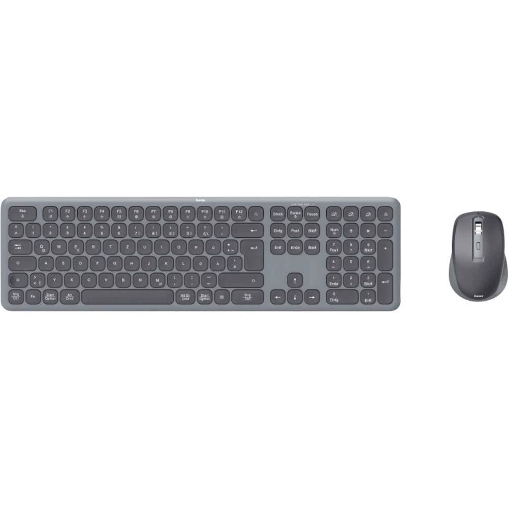 Hama Multi-Device-Tastatur-Maus-Set WKM-550, kabellos, Funk/BT, SW, QWERTZ DE Set met toetsenbord en muis Draadloos Geluidsarme toetsen QWERTZ, Duits Zwart