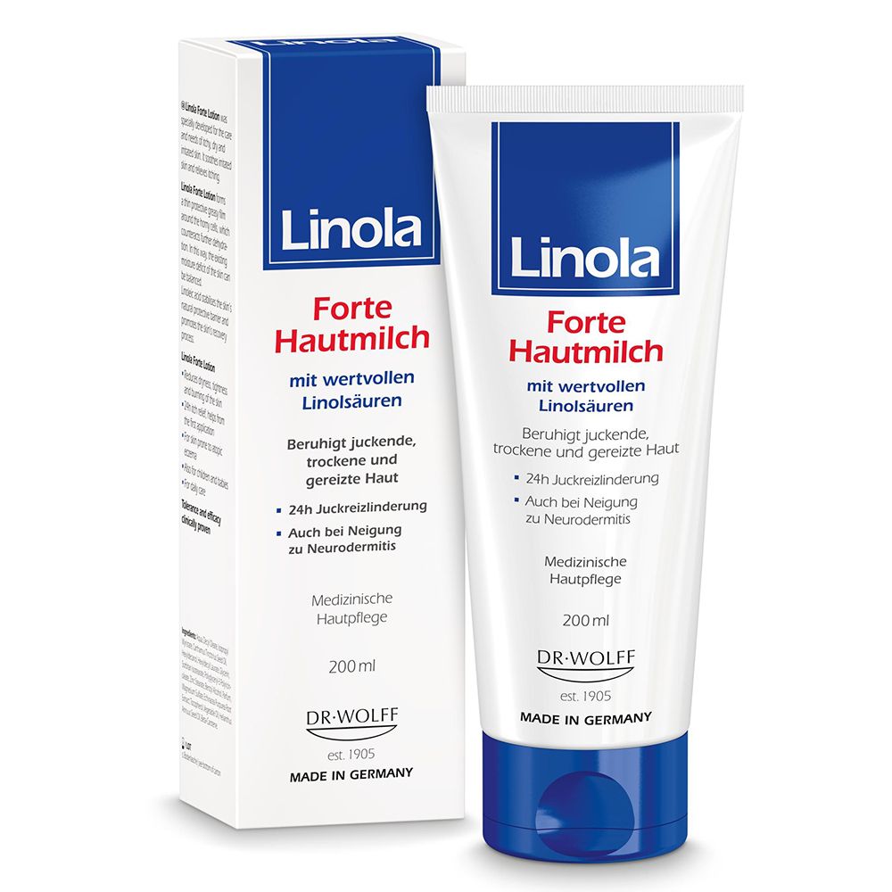 Linola Forte huidmelk - crème tegen jeuk voor de droge, geïrriteerde of neurodermitis gevoelige huid 200 Lotion