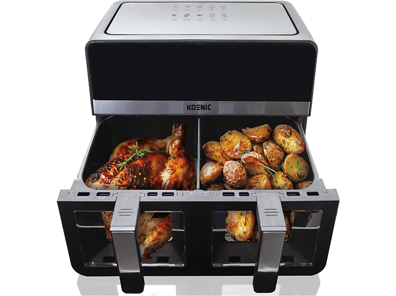 Koenic Kaf 924224 B Double Air Fryer – Airfryer Zwart 475 L 2400 W Aantal Manden: 2