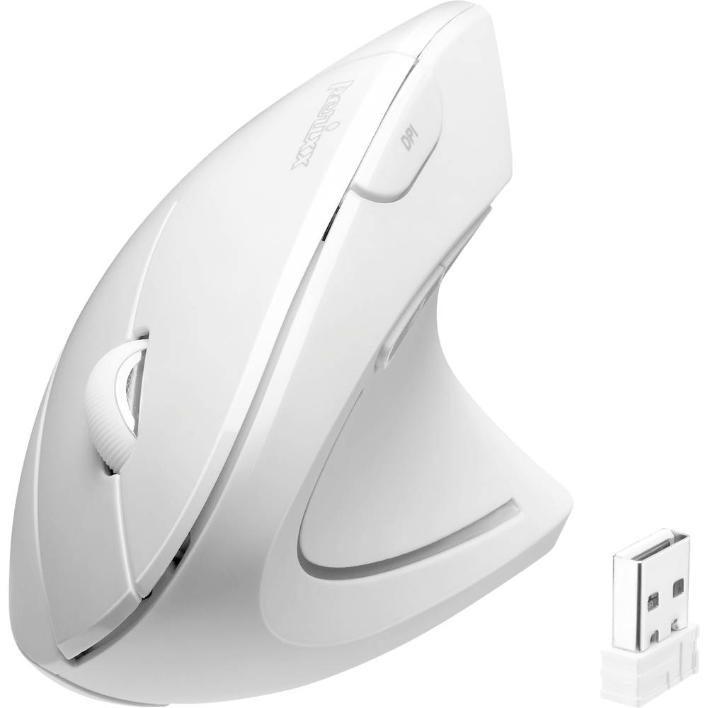 Perixx PERIMICE-713 N W Ergonomische muis Radiografisch Optisch Wit 6 Toetsen 1000 dpi, 1500 dpi, 2000 dpi Ergonomisch