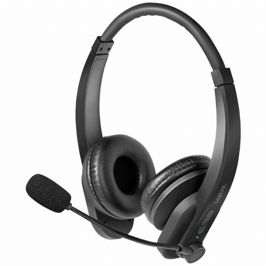 LogiLink BT0060 On Ear headset Bluetooth Stereo Zwart Volumeregeling Computer