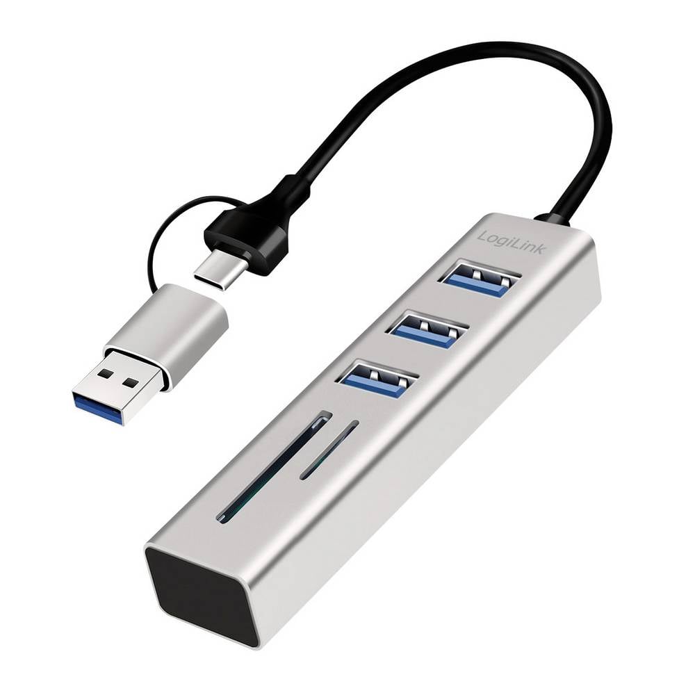 LogiLink UA0445 UA0445 USB-hub 3 poorten USB-A, SDHC, Micro-SDHC USB 3.0 5 GBit/s Aluminium