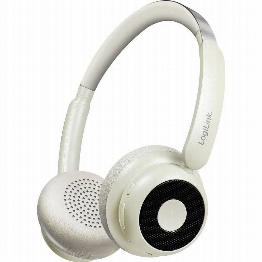 LogiLink BT0072S Over Ear koptelefoon Bluetooth Crème Volumeregeling Telefoon