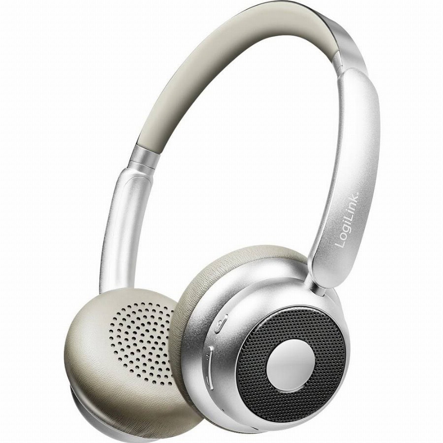 LogiLink BT0072BR Over Ear koptelefoon Bluetooth Zilver