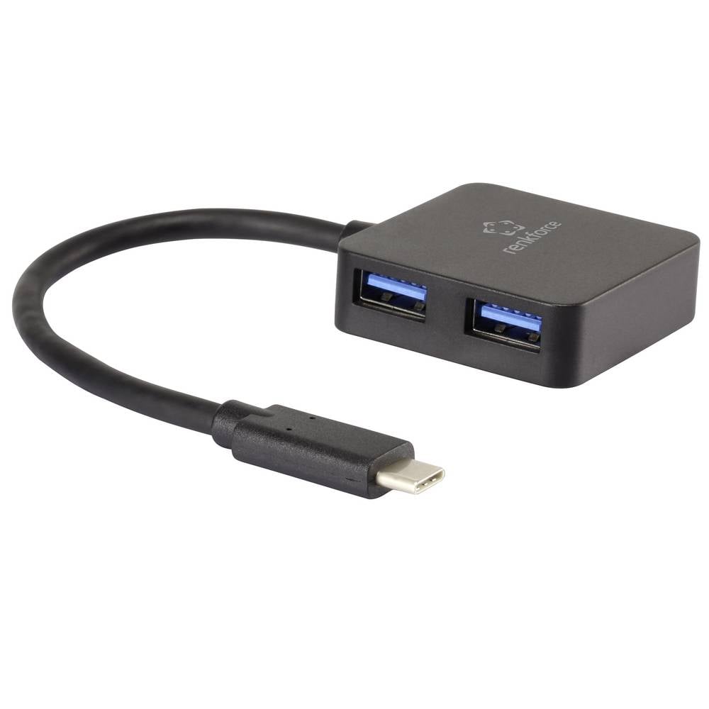 Renkforce 4 poorten USB-hub Zwart