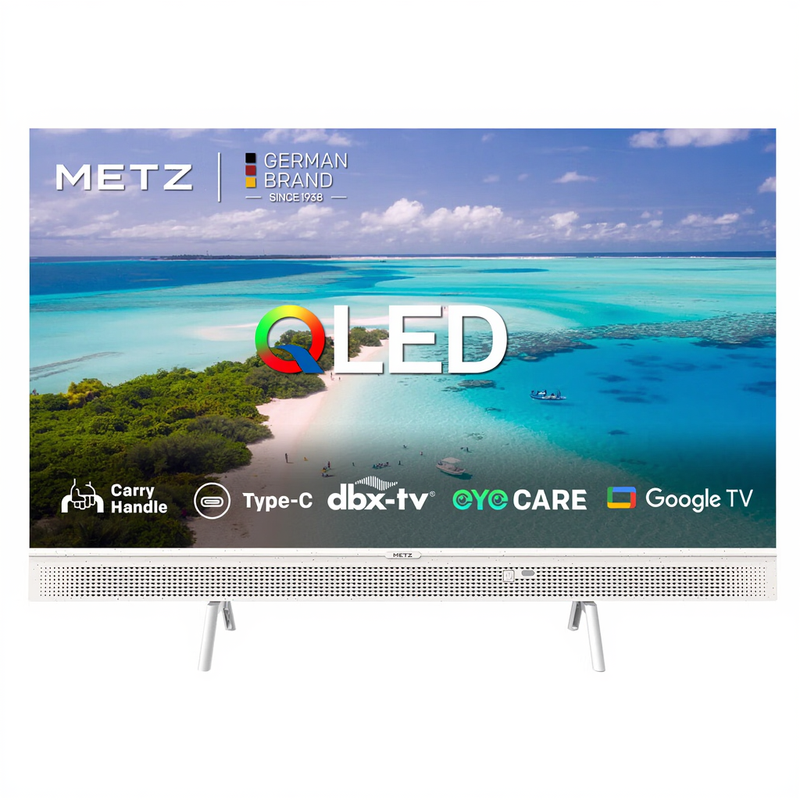 METZ Lifestyle draagbare TV 32 inch HD Smart TV QLED+, 32MQE7100Z, Power-C (compatibel met powerbank), HDR10, dbx-TV, Dolby Audio, Chromecast, spraakbediening, tuner DVB-T/T2/C/S/S…