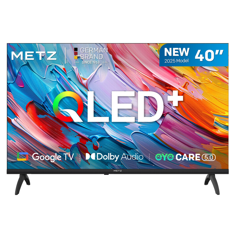 METZ 102 cm 2025 QLED Smart-tv HD Google TV, 40MQF7000Z, 93% DCI-P3 breed kleurengamma, HDR10 & HLG, nieuwste Google TV-besturingssysteem, oogbescherming (laag blauw licht), Dolby…