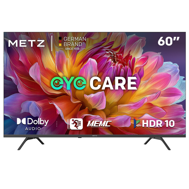 METZ 60 Inch UHD Smart TV MUF7000Z, HDR10, Dolby Audio, MEMC, S AI Engine, Oogbescherming 3.0, Drievoudige Tuner