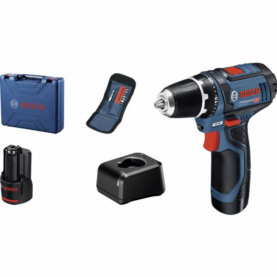 Bosch Professional GSR 12V-15 Accu-boormachine 12 V Incl. 2 accus, Incl. lader, Incl. koffer