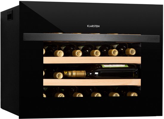 Klarstein Wijnkoeler Inbouw , 1-zone Kleine Drankenkoeler, Kleine Wijnkast 51L, Kleine Wijnkoeler met Glazen Deur, Binnen/Buiten Flessenkoeler, Wijnkoelkast voor 24 Flessen,75L 55…