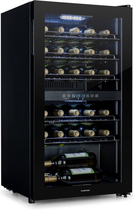 Klarstein Shiraz 29 Duo wijnkoelkast 2 zones 80L/29 flessen 5-22°C touch zwart