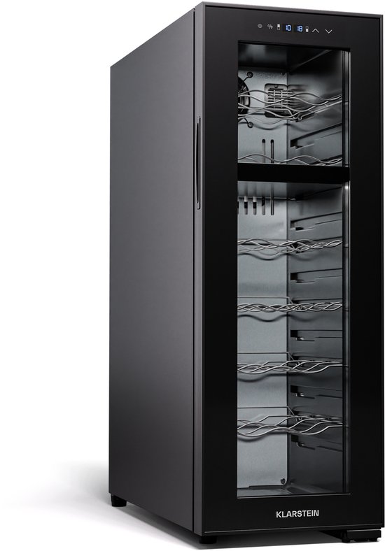 Klarstein vrijstaande wijnkoelkast 2 zones, drankkoelkast klein, kleine wijnkoelkast, wijn koelkast klein met glazen deur, indoor/outdoor flessenkoelkast, wine fridge, 18 flessen -…