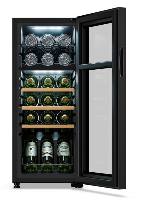 Klarstein Wijnkoeler Energiezuinige Wijnkoelkast voor 18 Flessen, Vrijstaand met 2 Koelzones - Praktische Drankkoelkast & voor Optimaal Gekoelde Dranken - 50L 48 cm - 2 Zones Touch…