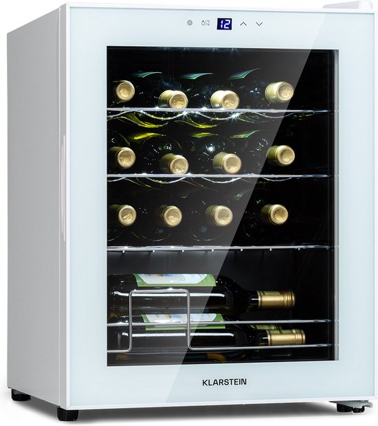 Klarstein Shiraz 16 Quartz Wijnkoelkast 42 Liter - Touch bediening - 160 W - 5-18°C - Wit glas