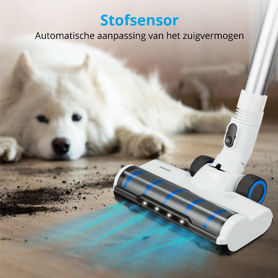 MEDION P350 W steelstofzuiger met wisfunctie (snoerloos, zakloos, cycloontechnologie, 350 watt, 2-in-1 steelstofzuiger, handstofzuiger, oplaadbare batterij, stofsensor, HEPA H13, L…