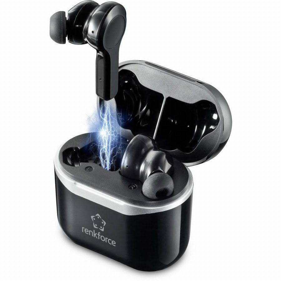 Renkforce RF-NCE-500 In Ear oordopjes Bluetooth Zwart Noise Cancelling Headset, Volumeregeling