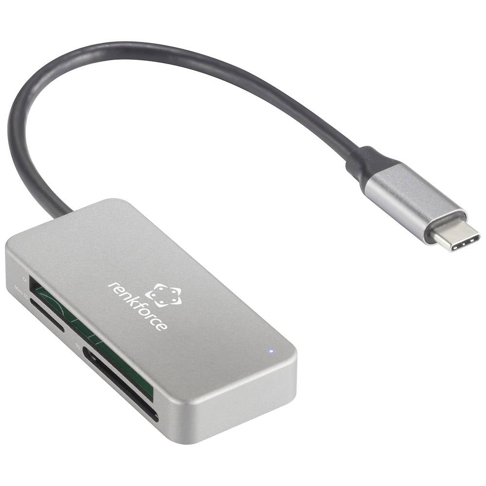 Renkforce RF-PCR-210 Externe geheugenkaartlezer USB-C 3.2 Gen 1 Zilver