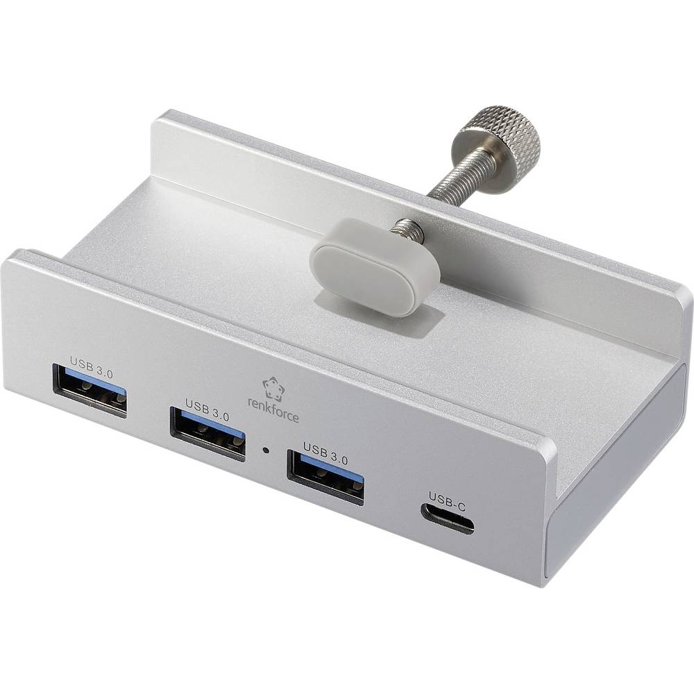 Renkforce RF-ACHB-350 RF-6690354 USB-hub 3 + 1 poorten USB-A, USB-C USB 3.1 Gen1 5 GBit/s Met aluminium behuizing Zilver