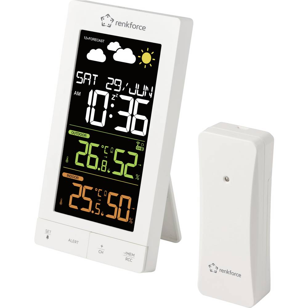 Renkforce RF-6701490 Draadloos weerstation Verwachting voor 12 uur Aantal sensoren max. 3