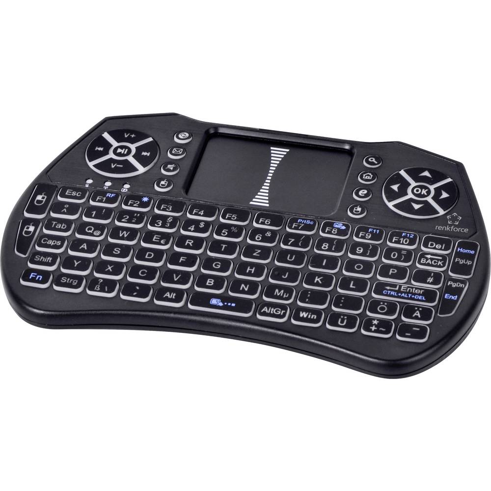 Renkforce RF-MWK-103 Toetsenbord Radiografisch QWERTZ, Duits Zwart Geïntegreerd touchpad