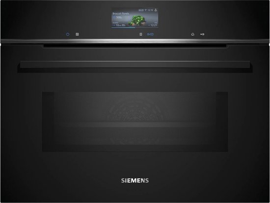 Siemens CM776G1B1 – iQ700 – 60cm x 45cm – Compacte inbouw bakoven met magnetron – Eenvoudig te reinigen met pyrolytische zelfreiniging activeClean – Air Fry-functie: voor perfect e…