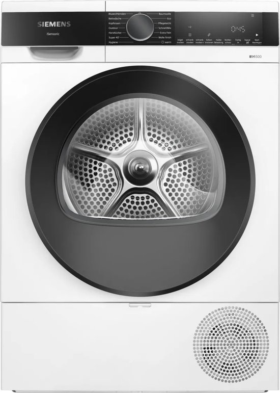 Siemens iQ500 WQ33G2D41 - Vrijstaand - Voorbelading - Warmtepomp - Wit - Knoppen - Rechts - DE display