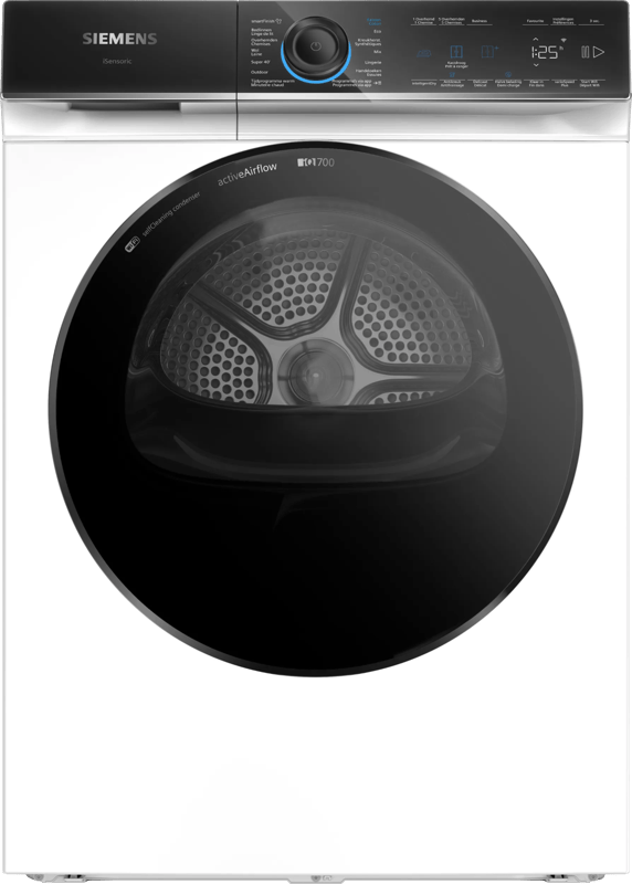 Siemens WR47B2C0FG - iQ700 - Wasdroger - Warmtepompdroger - 9 kg - Energielabel A - smartFinish: vermindert kreukels tot 50% - Zelfreinigende condensor blijvend energiezuinig