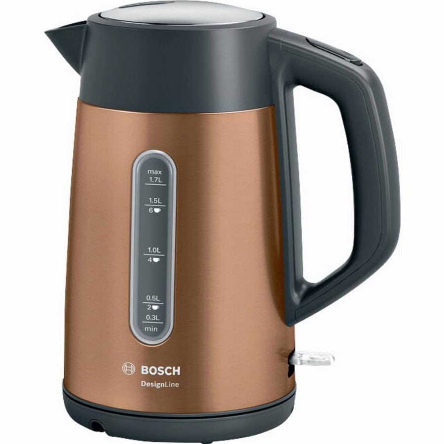 Bosch Haushalt TWK4P439 Waterkoker Oververhittingsbeveiliging, Snoerloos, Met kanteldeksel Aantal/Volume: 1.7 l Koper