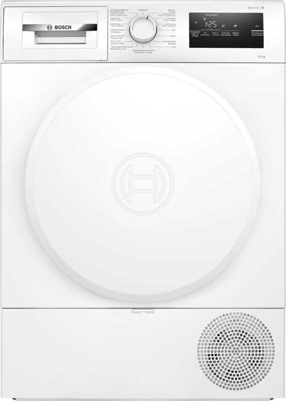 Bosch WTH8320AFG - Serie 4 - Wasdroger - Warmtepompdroger - 8 kg - NL/FR Display - Auto Dry: droogt automatisch tot de gewenste droogtegraad