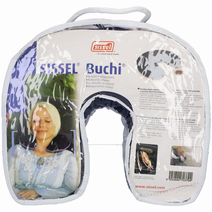 Sissel Buchi Hoefijzervormig Ontspanningskussen Met Boekweitvulling Blauw 1 Kussen