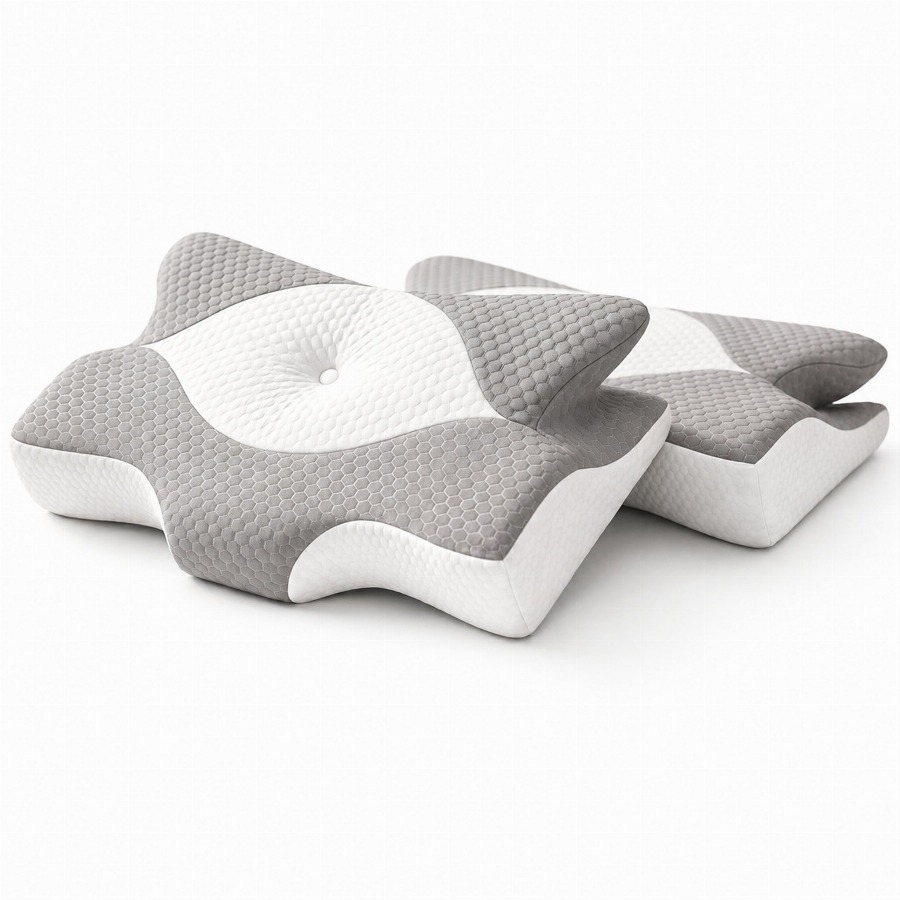 SHAPEVITAL Nekkussen-set OrthoStar | ergonomische vlindervorm visco-elastisch traagschuim 1