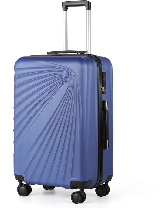 TAN.TOMI Hardcase Reiskoffer ABS – 24 inch (42×26×66 cm, 65 L) – Lichtgewicht Ruimbagage Trolley met 3‑cijferig Cijferslot & Wielen - blauw