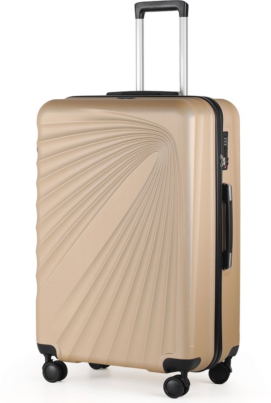 TAN.TOMI Grote Hardcase Reiskoffer ABS – 28 inch (49×29×76 cm, 95 L) – Lichtgewicht Ruimbagage Trolley met 3‑cijferig Cijferslot & 360° Wielen - Champagne
