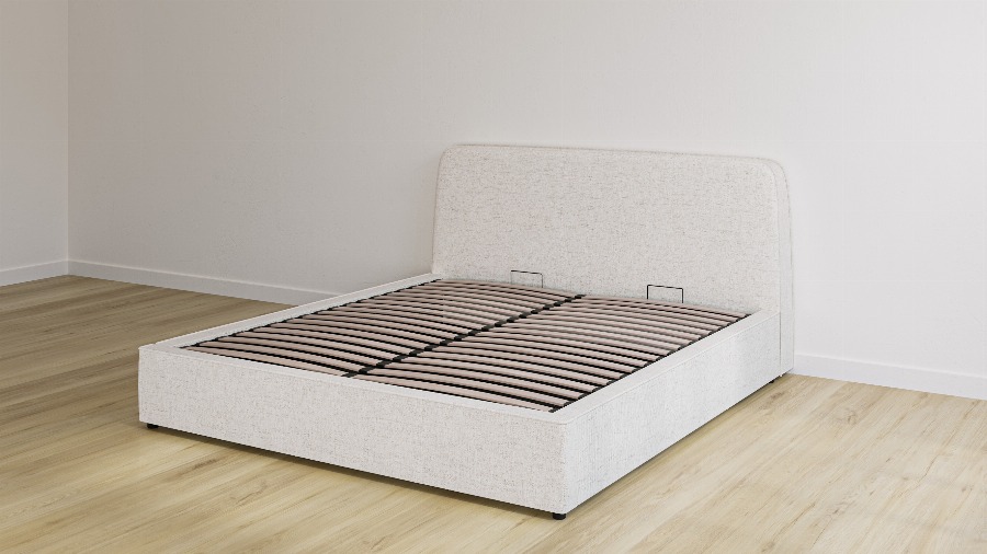 Emma Original Storage Bed 200×200 cm – Lichtgrijs – Klassiek Hoofdbord