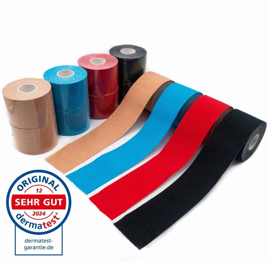 axion® Kinesiologie Tapes – 500 x 5 cm in 4 kleuren - Sporttape medisch hulpmiddel 12 Verband(en)