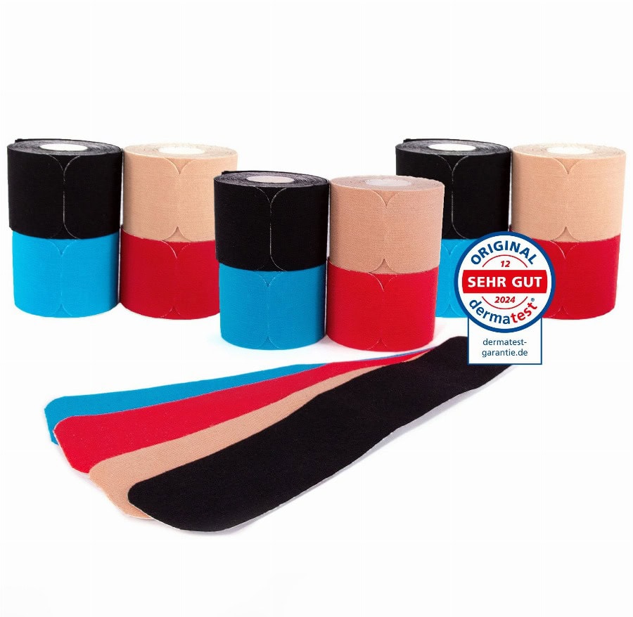 axion® Precut kinesiologie-tape – Set in verschillende kleuren – medisch hulpmiddel 12 Verband(en)