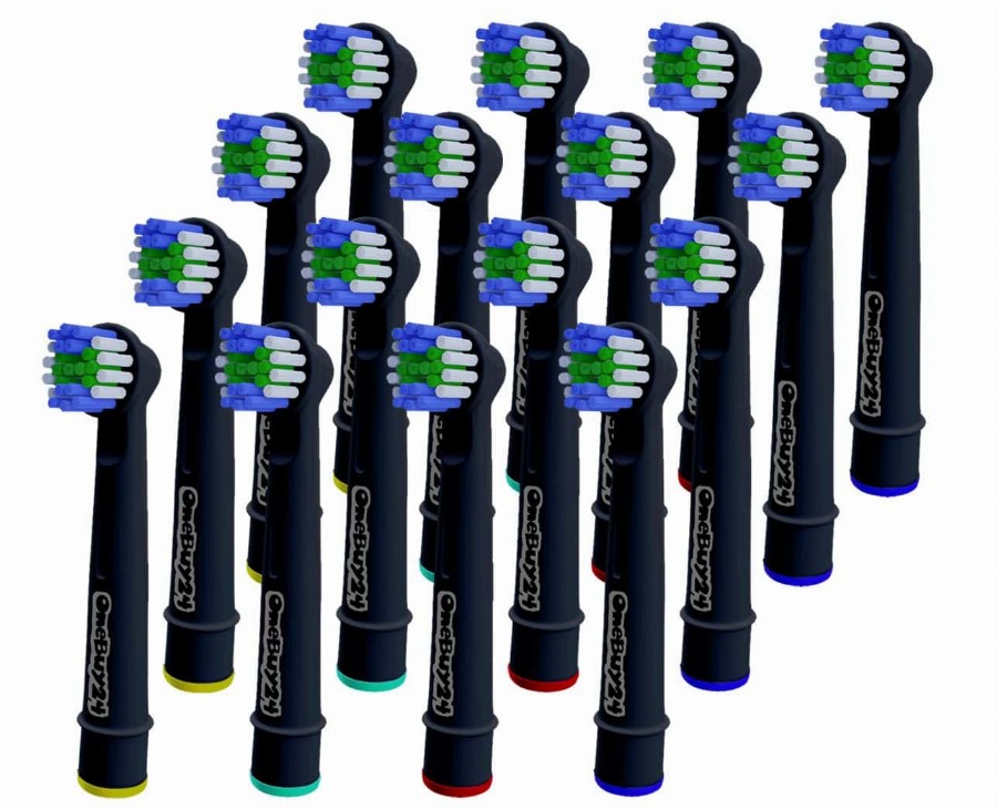 OneBuy24 - Zwarte vervangende borstelkoppen, compatibel met veel elektrische tandenborstels van Oral 16 Tandenborstel