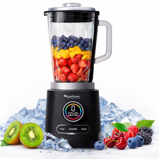 TurboTronic BG7 Blender met glazen kan - 2L Glas - 2100W - Smoothie blender - Smoothie maker - RVS