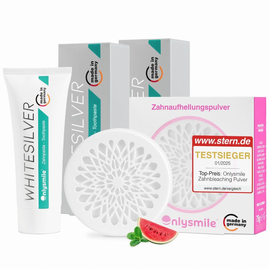 Onlysmile® Coffee Lover Bundle – Bleekpoeder & 2x WhiteSilver tandpasta 1